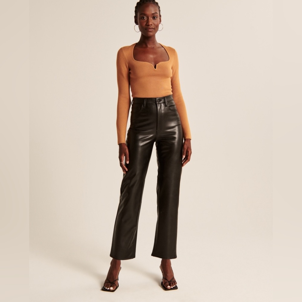 Abercrombie Ankle Straight Ultra Highrise Faux Leather Pants